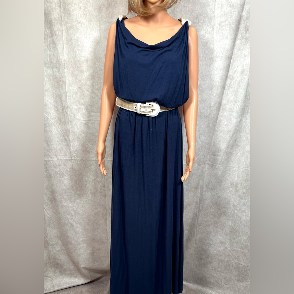 Akiko Blue Sleeveless Cowl Neck Maxi Gown